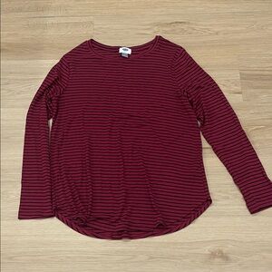 Old Navy Maroon and Black Striped Long Sleeve Tee